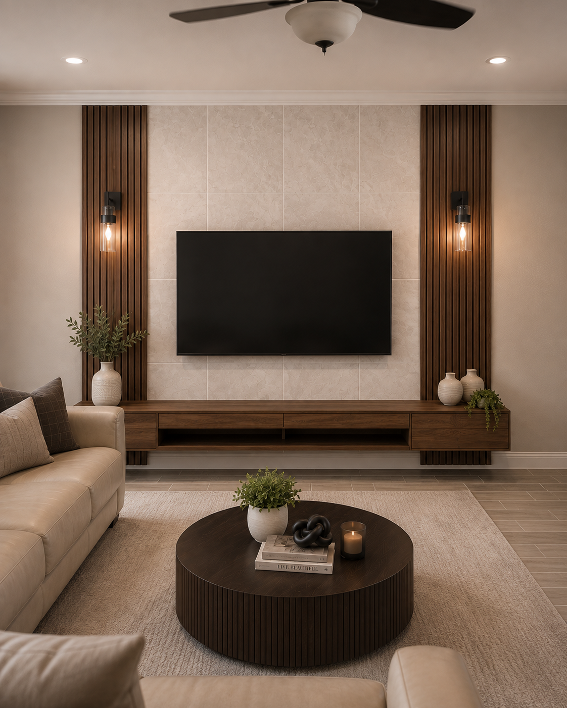 Apopka Floating Media Wall & Built-In