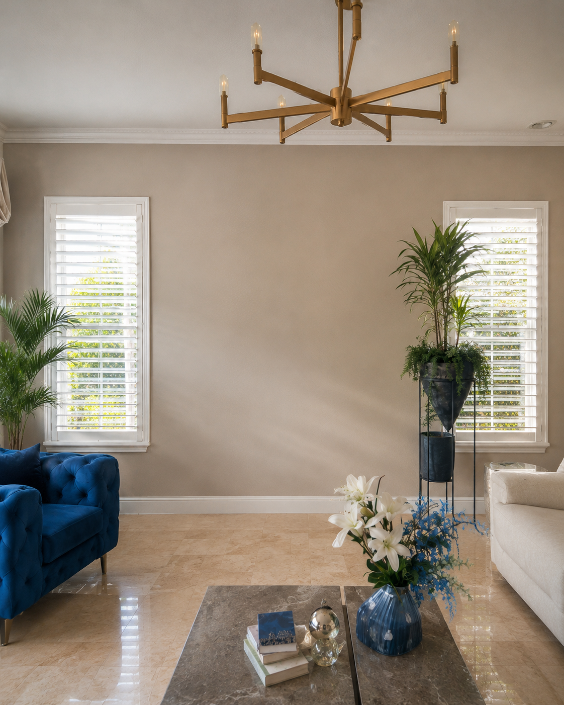 Before view of a custom fireplace TV wall project in Orlando, Central Florida before the finished styling.